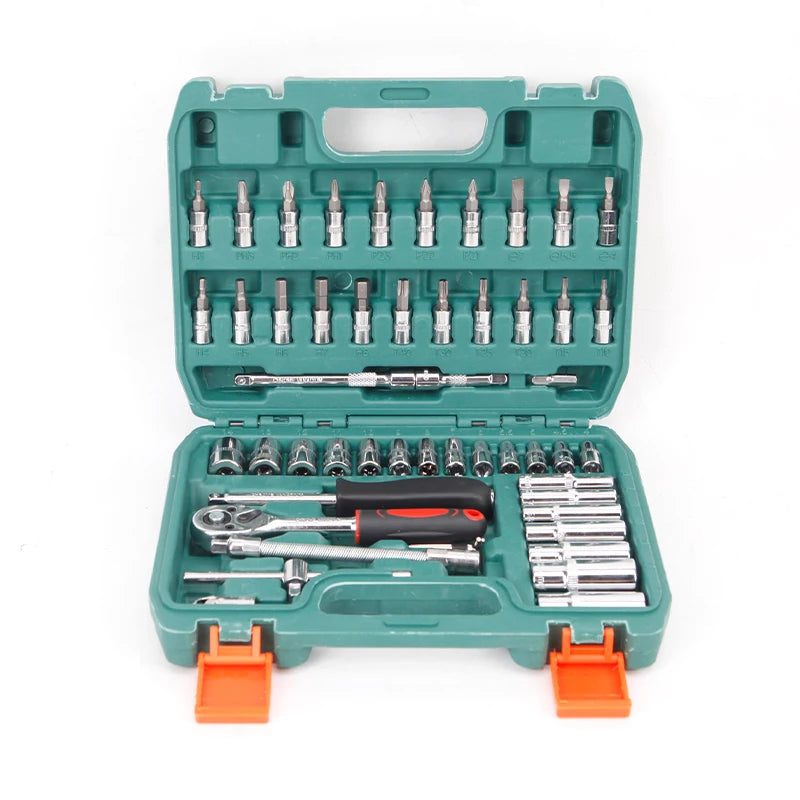 KAFUFWELL SS5404A Wholesale Portable 53 Pcs Multifunctional Combination Car Repair Socket Ratchet Wrench Set