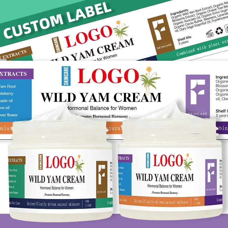 Custom Logo OEM Hot Sale Natural Skin Care Moisturizer Wholesale Private label Organic Wild Yam Root Cream for Hormonal Balance