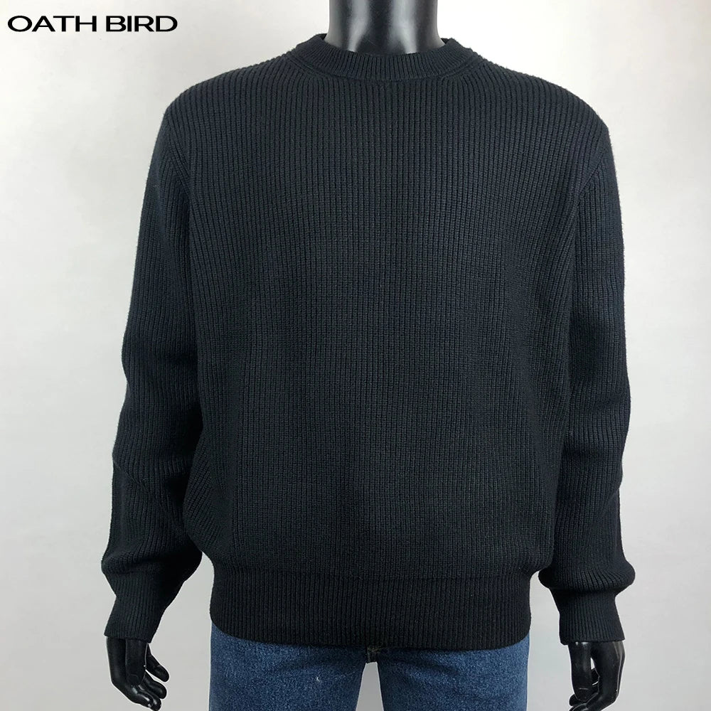 Custom Embroidery Logo Letter Men's Sweater Custom Woven Label Knitwear Pullover Knitted Jumper Winter Crew Neck Knit Sweater