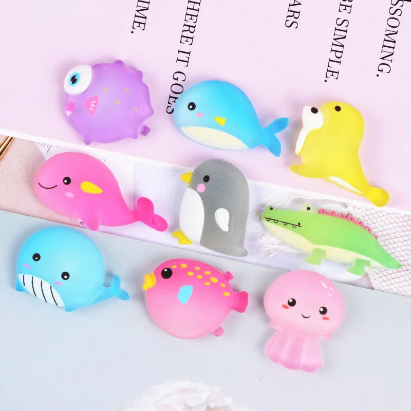 Resin Ocean Animal Fish Flat Back Resin Charms Cabochon for Slime Filler Kid DIY Mobile Phone Hairclip Keychain Decor Craft
