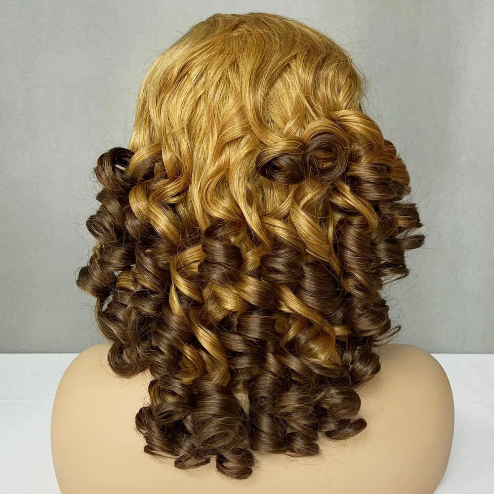 Natural Raw Hair Super Double Drawn Hair Wigs Bouncy 14Inch SDD Bouncy Curls Hair 13X4 Frontal Lace Luxury Wig With Wholesale