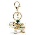 3D Metal White Elephant Luxury Key Chain Fashion Key Bag Charm Holder Jewelry Crystal Elephant Key Chain