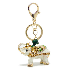 3D Metal White Elephant Luxury Key Chain Fashion Key Bag Charm Holder Jewelry Crystal Elephant Key Chain