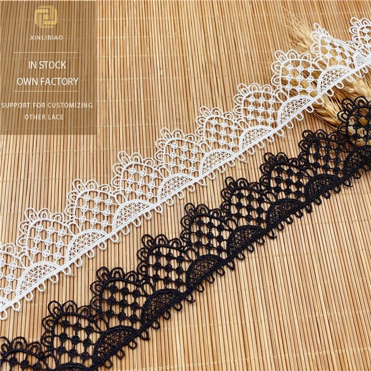 Handmade Polyester Embroidery Accessories Organza Water-Soluble Lace with Barcode Design for Garment & Fabric Decor