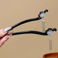 Vintage Black Lotus Imitation Sandalwood Hairpin for Women Chinese Style Fringe Wood Hair Stick Hairpin Hair Accessories