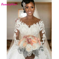 AL1308 Elegant White Bridal Ball Gown Wedding Dress 2025 Wholesale ROBE DE MARIAJE Crystal Ruffle Lace Vestidos De Noiva