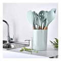 Ins Style Lovely Kitchen Accessories Cookware Tools 12PCs Food Grade Silicone Kitchen Utensil Set With Wooden Holder