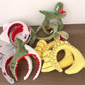 Cute Cartoon Dinosaur Shark Oversize Gray Green Yellow Pink Hair Hoop Headbands Cloth Headwear for Women