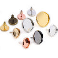 6/8/10/12/14/16/18/20mm 8 Colors Plated High Quality Stainless Iron Earring Studs(with Ear Plug) BaseFit 6-20mm Glass Cabochons