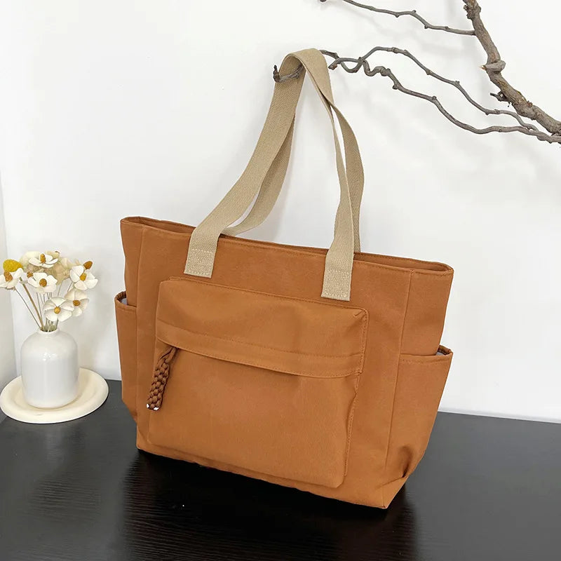 Versatile High-quality Book Tote for Women Commuting Large Capacity Ladies Shoulder Bags College Student Class Girls Armpit Bag