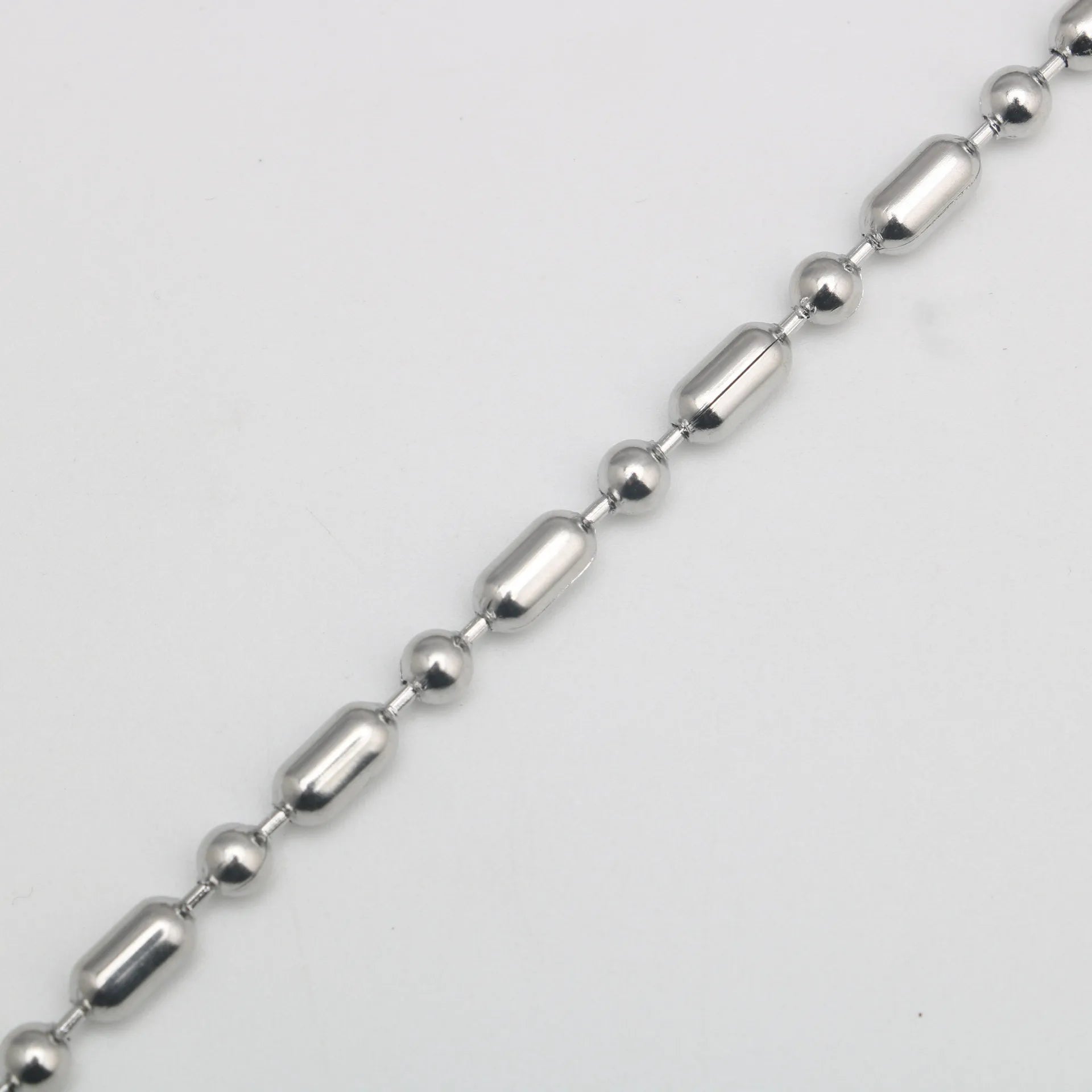 Stainless Steel Long and Short Between Bead Chain Wave Round Necklace 1.2mm/1.5mm Width Diy Curtain Pull Bag 2022 Spring