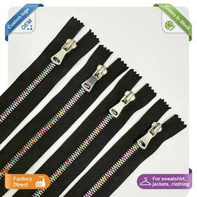 Factory Customization Long Chain Multi-Color Teeth and Tape Metal Brass Zipper 5# for Bags