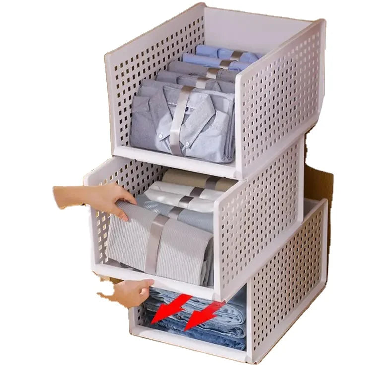 Assemble Foldable Clothes Storage Drawer Box Cabinet Wardrobe Storage Layered Partition Drawer Plastic Shelf