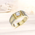 Solid Gold Plated Ring Wedding Bands Couples 18k Gold Plated 925 Sterling Silver Band Ring for Wedding