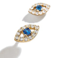 Gemnel Brass Party 14k Gold Plated Rhodium Plated Cubic Zirconia Blue Sapphire Evil Eye Earrings for Women