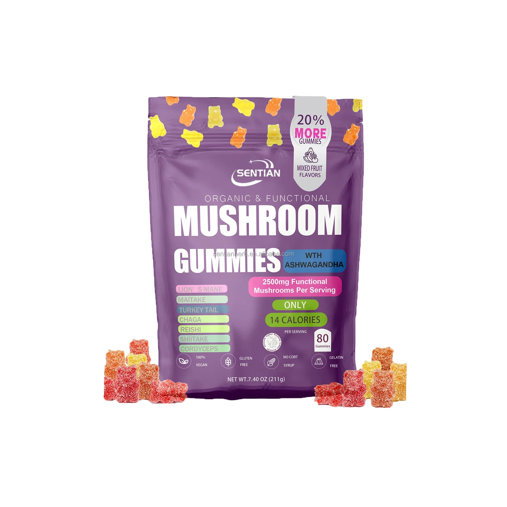 Hot Selling Mushroom Gummies Private Label Lions Mane Mushroom Gummies