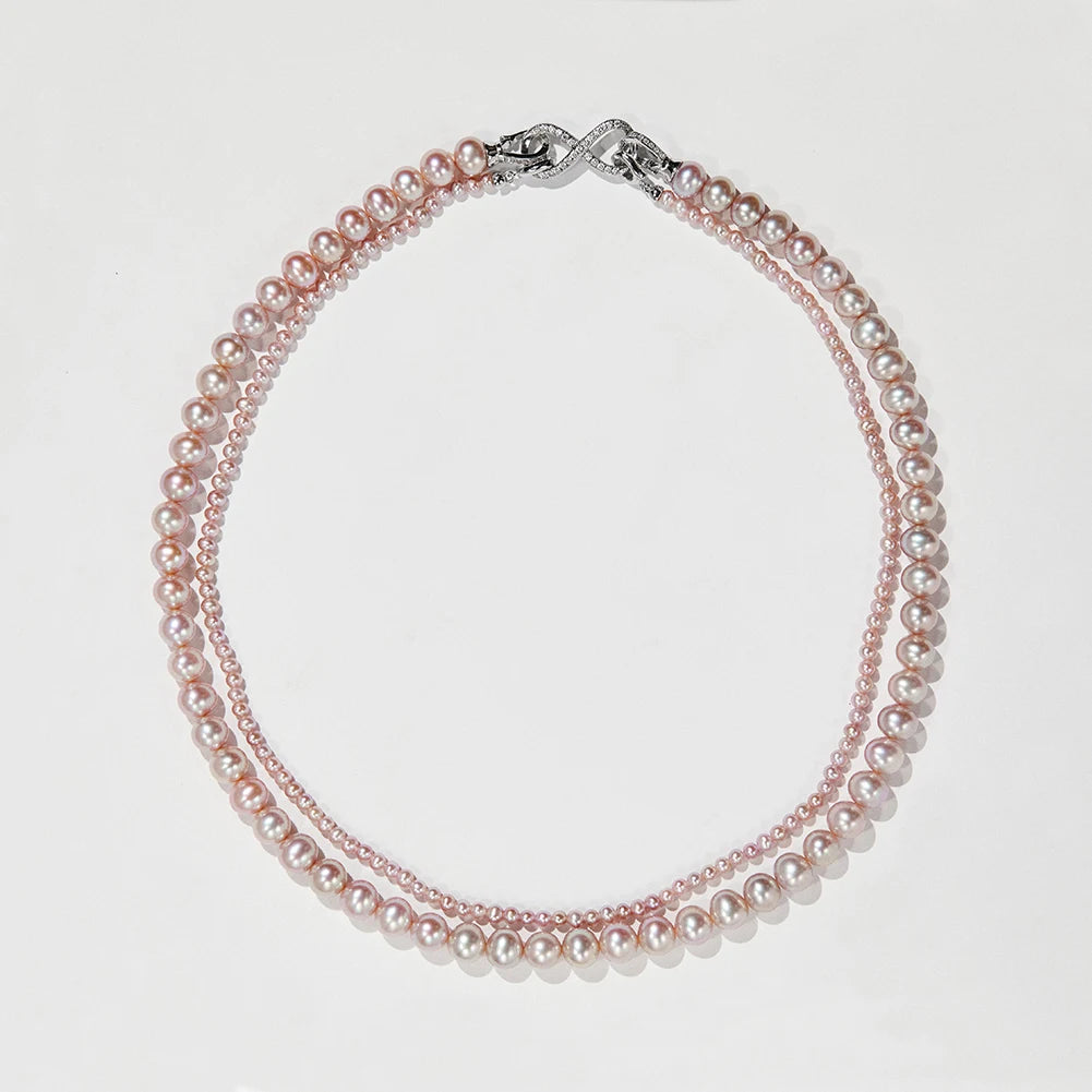 Signature Fine 925 Sterling Silver Double Purple Pearl Choker Necklace Ready to Ship Elegant Jewelry Custom