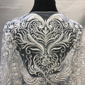 White 3D French Lace Fabric Sequins Embroidery Wedding Lace Heavy Beaded Rhinestone Tulle Fabric for Bridal Dress