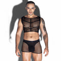 Men's Black Transparent Nylon Sexy Fishnet Bodystocking for Men Sexy Underwear