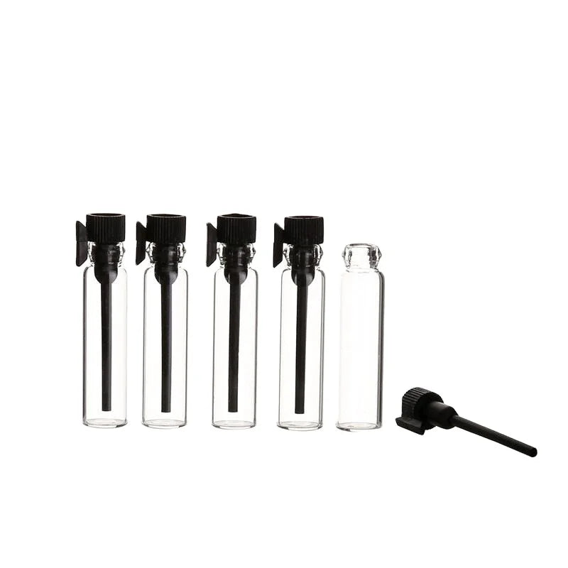 1ml 2ml 3ml Transparent Perfume Sample Glass Vial Test Tube Bottles with Plastic Dabber Screw Top Screen Printing