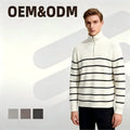 ODM Supply High-End Shoulder-Drop Needle Half-Stand Collar Contrast Color Winter Men's Long-Sleeved Striped Sweater