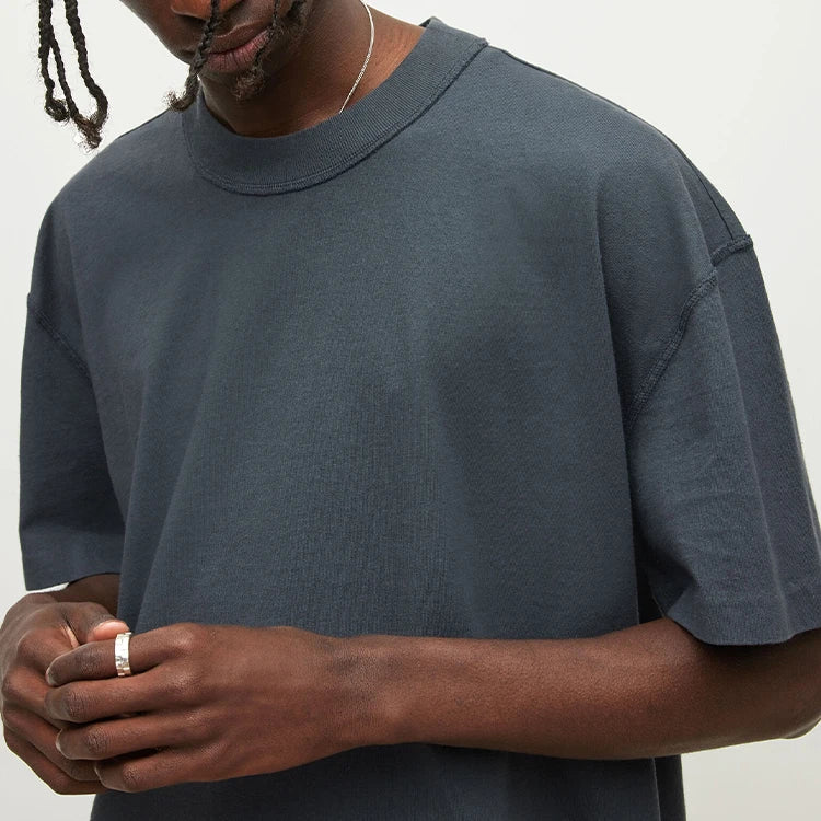 High Quality Men Luxury Custom Heavy 100% Cotton Oversize T Shirt Blank Mock Neck Heavyweight Oversized Boxy T Shirt