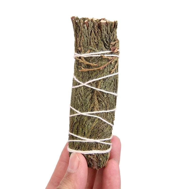 Wholesale 4 Inches Cedar Flowers Sage Smudge Sticks Bundles for Home Cleansing Negative Energy Clearing Organic Smudging Wand