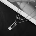 Dual-Layer Stainless Steel Link Chain Necklace for Men and Women with Pendant Triple Ring Design Pearl Accents Hip-Hop Style