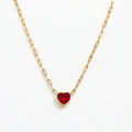JOOLIM Ready to Ship High End Stainless Steel Shinny Dainty Red Heart Zircoia Pendant Necklace 18K Gold Plated Jewelry Wholesale