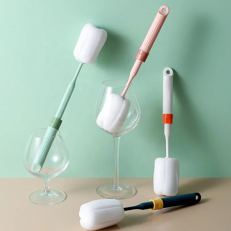 Long Handle Telescopic Plastic Bottle Thermos Cup Kettle Sponge Kitchen Cleaning Brush