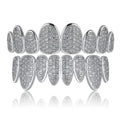 Hip Hop Iced Out Gold/Platinum Plated Zircon Grillz with Irregular 8 Teeth Vampire Style for Men