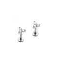 Popular Three-Petal Flower Zirconium Stone Lip Stud 316 Stainless Steel Body Piercing Jewelry CC Pattern Charm Earrings