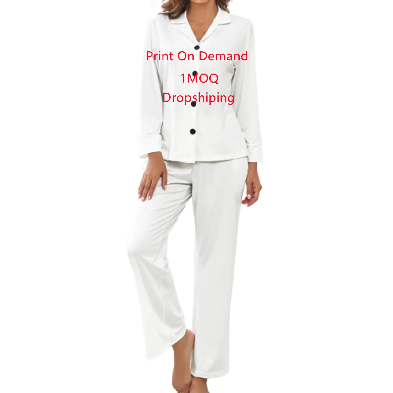 Wholesale Customs logo Print on Demand Pajamas Women's Spring and Autumn Long Sleeve Homewear Wearable Pajamas Suit