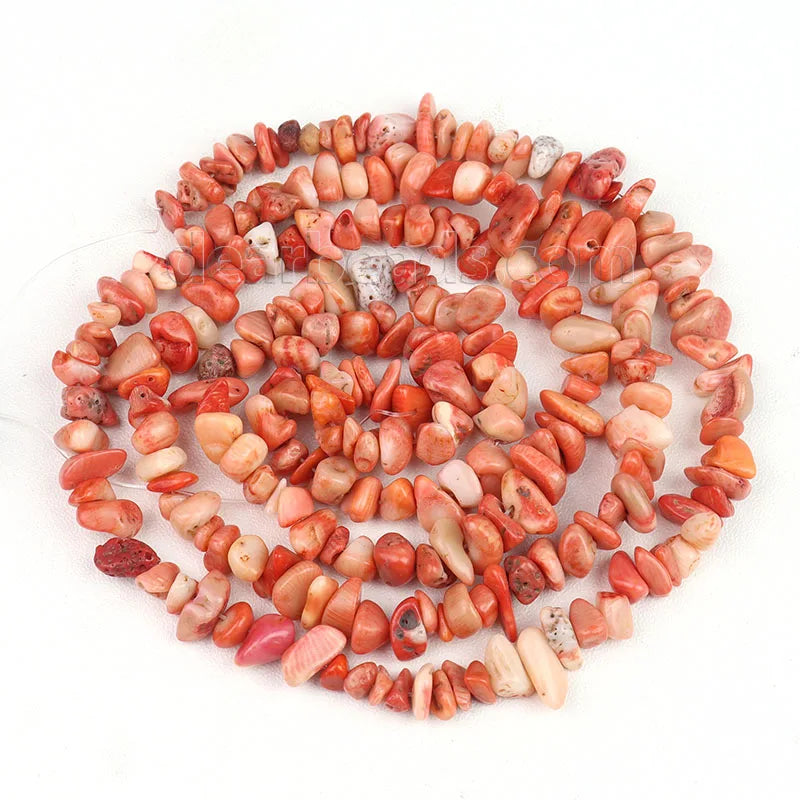 Wholesale Natural Cheap Chip Peach Bamboo Coral Stone Beads Orange for Woman Bracelets Making 8mm Irregular