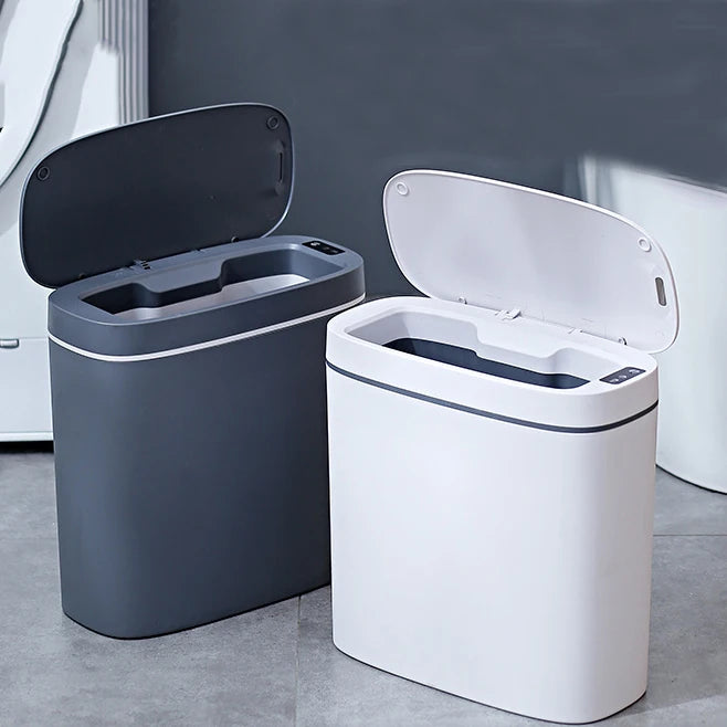 Automatic Trash Can Easy Clean Hands Prevent Slipping 12L Smart Trash Can for Kitchen Slim Bathroom Bin with Lid