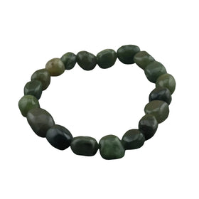 Epidote Jewelry Geometric Irregular Tumble Natural Gemstone Infinity Stretch Bracelet for Women Men Energy Meditation Bangle