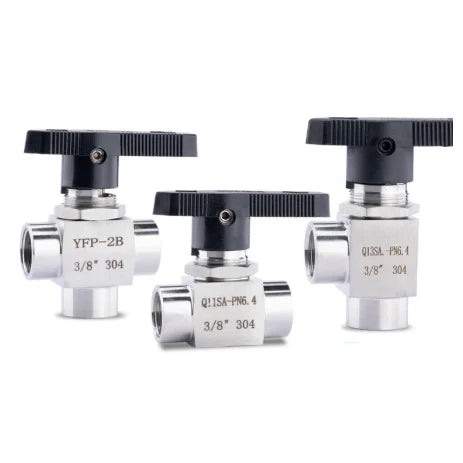 Factory Manual OEM Female NPT Thread 3-Way Instrument Ball Valve Stainless Steel 3/8