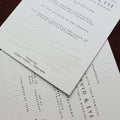 Custom Classy Debossed Venue Embossed Initials Names White Texured Paper Cards Wedding Invitations with Envelope