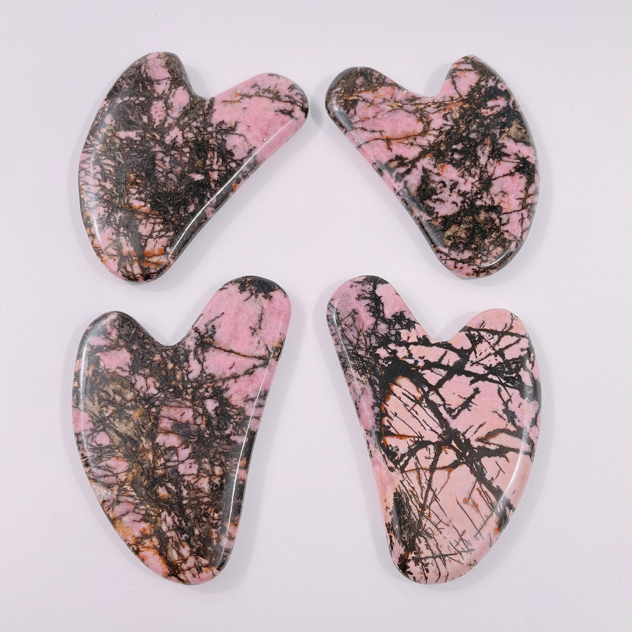 Huiying Best Selling Rhodorite Jasper Gua Sha Tools Facial and Neck Heart Guasha Stone for Beauty Tool