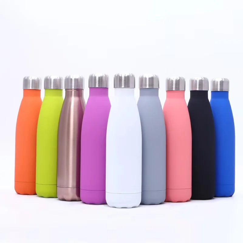 500ml Thermal Vacuum Flask Insulated Cola Shaped Stainless Steel Customized Logo Sports Water Bottles Wholesale in Bulk