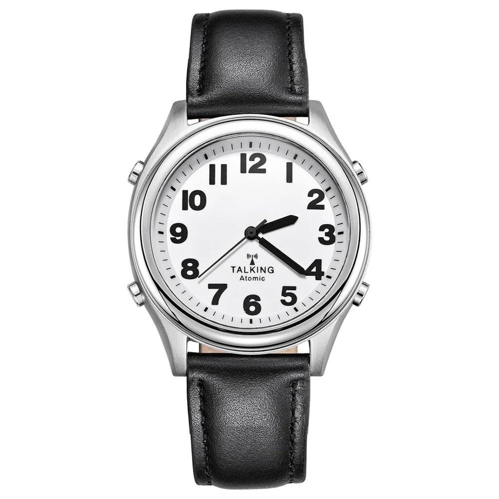 Atomic English Talking Watch Speaks Clear and Loud Time Date and Alarm Time Stretch Band Is Best Gift for Senior