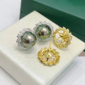 E846 10-11mm DIY Natural  Freshwater Pearl Charm Earrings Mounting Accessory 925 Sterling Silver Gold Plated  Jewelry for Women