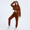 Two Piece Sets Stylish Loose Leisure Suit Hooded Fleece Fitness Workout Yoga Sets Clothing