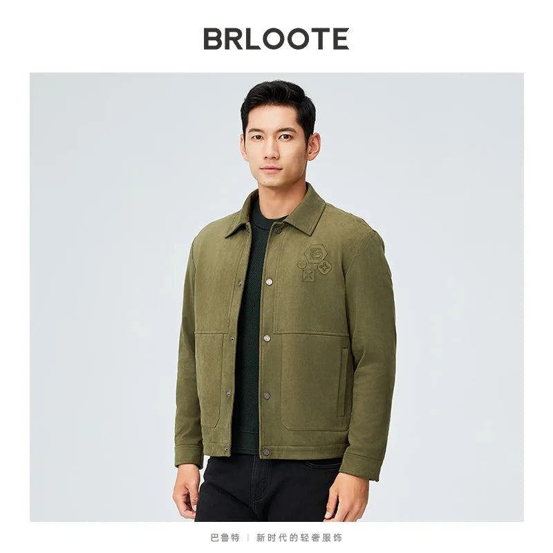 Balute Luxury Men's Velvety Smooth Autumn Winter Coat High-End Vintage Floral Print Sheep Skin Leather Knitted Fur Casual Jacket