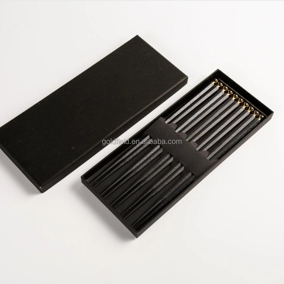 High Grade Durable 5 Pairs Fiberglass Chopsticks Set With Metal Head Dishwasher Safe