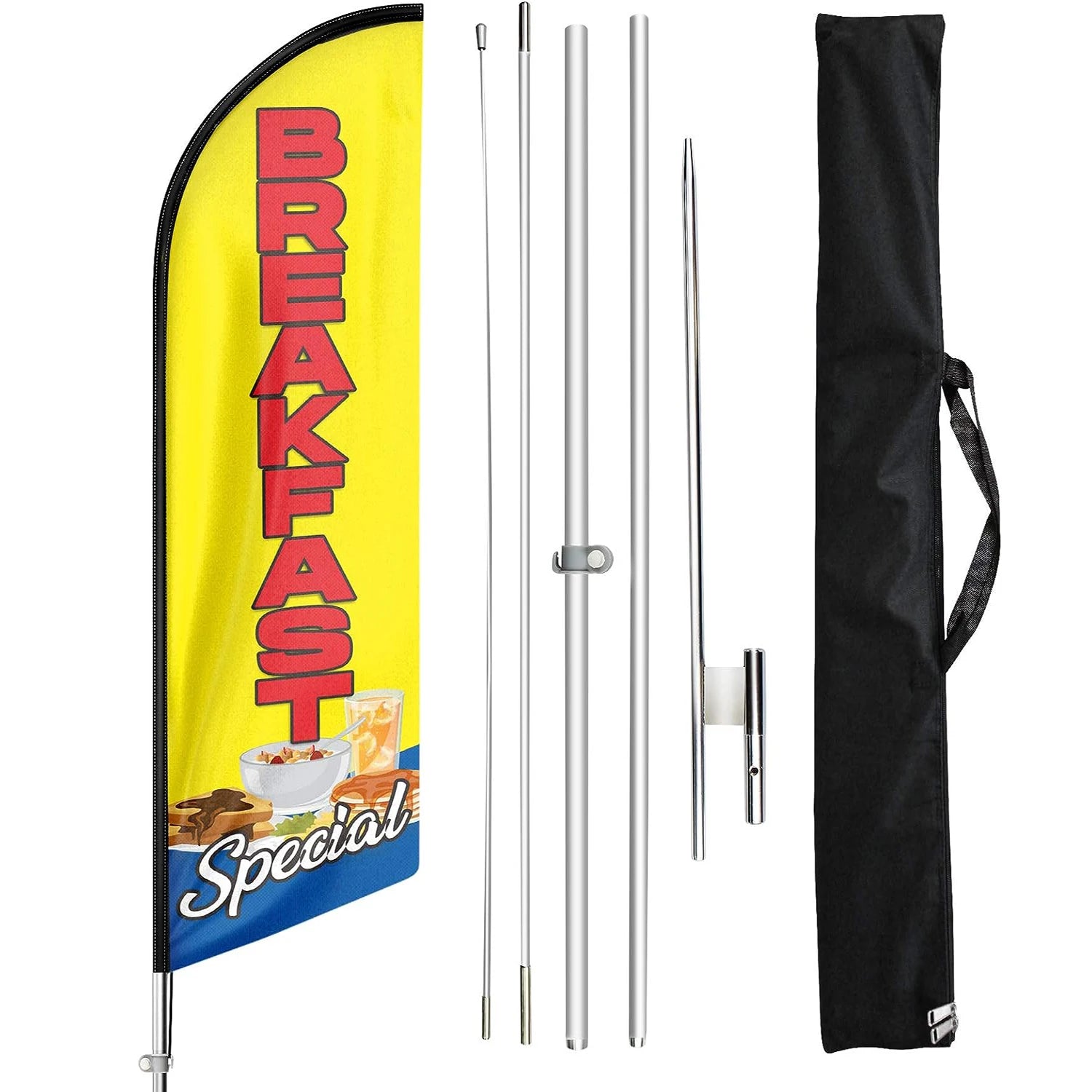 High Quality Addit Flag Pole Kit with Ground Stake Outdoor Display Promotion Advertising Breakfast Feather Flag