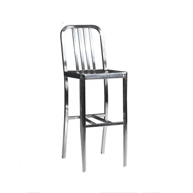 Navy Stainless Steel High Bar Chair Industrial Grade Contemporary for Dining Home Bar Hotel-High Quality Furniture for Sale