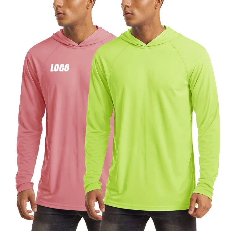 Hooded UV Sun Protection T-Shirt for Men UPF 50+ Long Sleeve Quick Dry Hoodies Summer Beach Casual Workout Hiking Shirts
