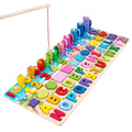 Six in One Wooden Multifunctional Fishing Logarithmic Board Toys Children Early Educational Alphabet Number Matching Wooden Toys