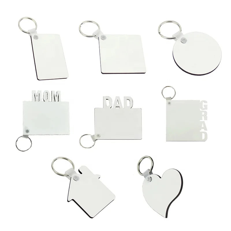Big Sale Warehouse Clearance Sublimation Blanks MDF Fam Round House Square Heart Mom Dad Grad Keychain